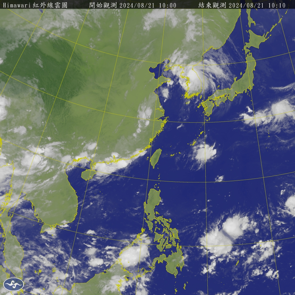 今日上午10時衛星雲圖。擷取自中央氣象署。